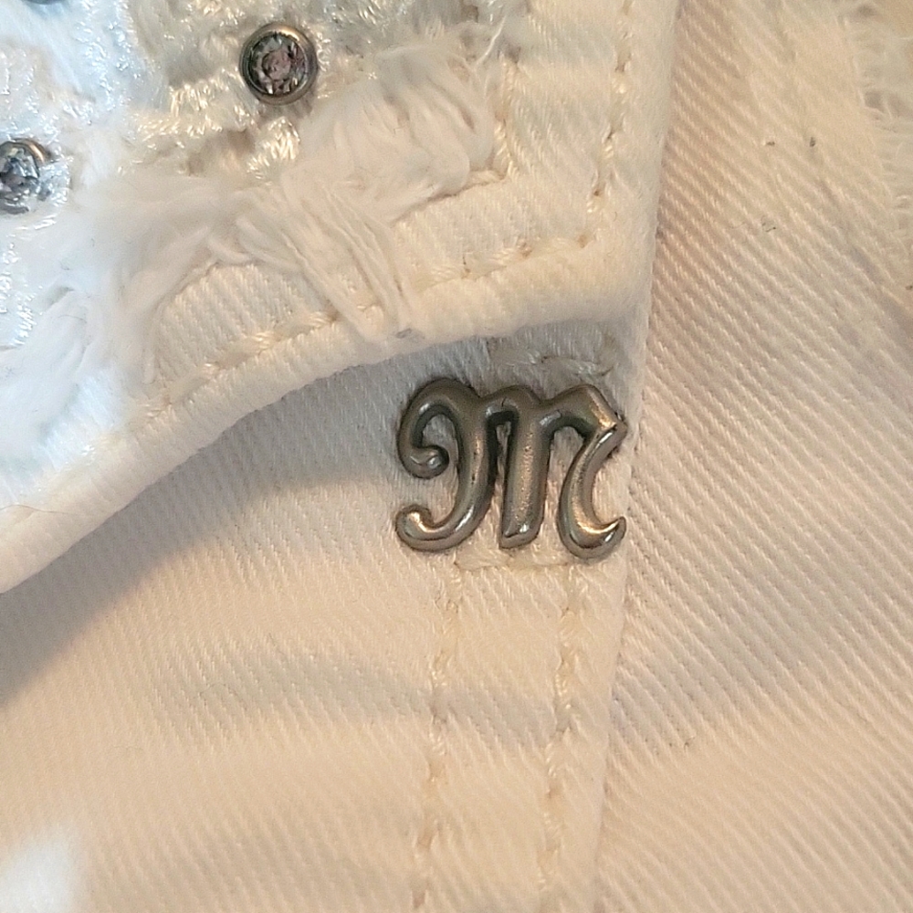 Miss Me White Denim Vest with Embroidery M - Picture 9 of 13